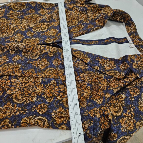 Logo By Lori Goldstein Blazer XL Baroque Print Ponte Knit Navy Gold - Picture 13 of 13